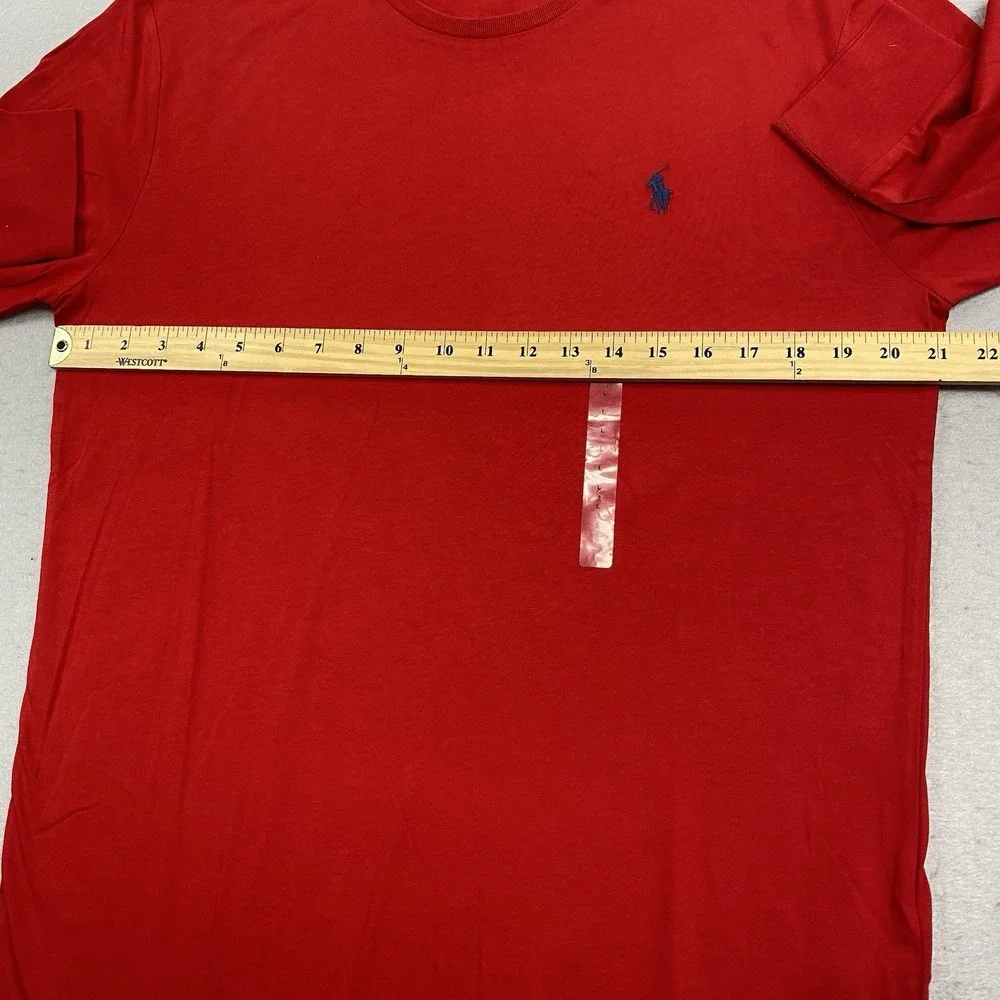 Polo Ralph Lauren T Shirt Mens Large Red Crew Neck Long Sleeve Tee Pony Cotton